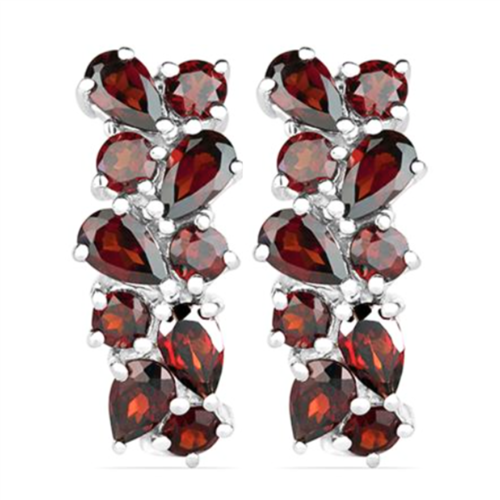 BUY STERLING SILVER NATURAL GARNET GEMSTONE STYLISH EARRINGS